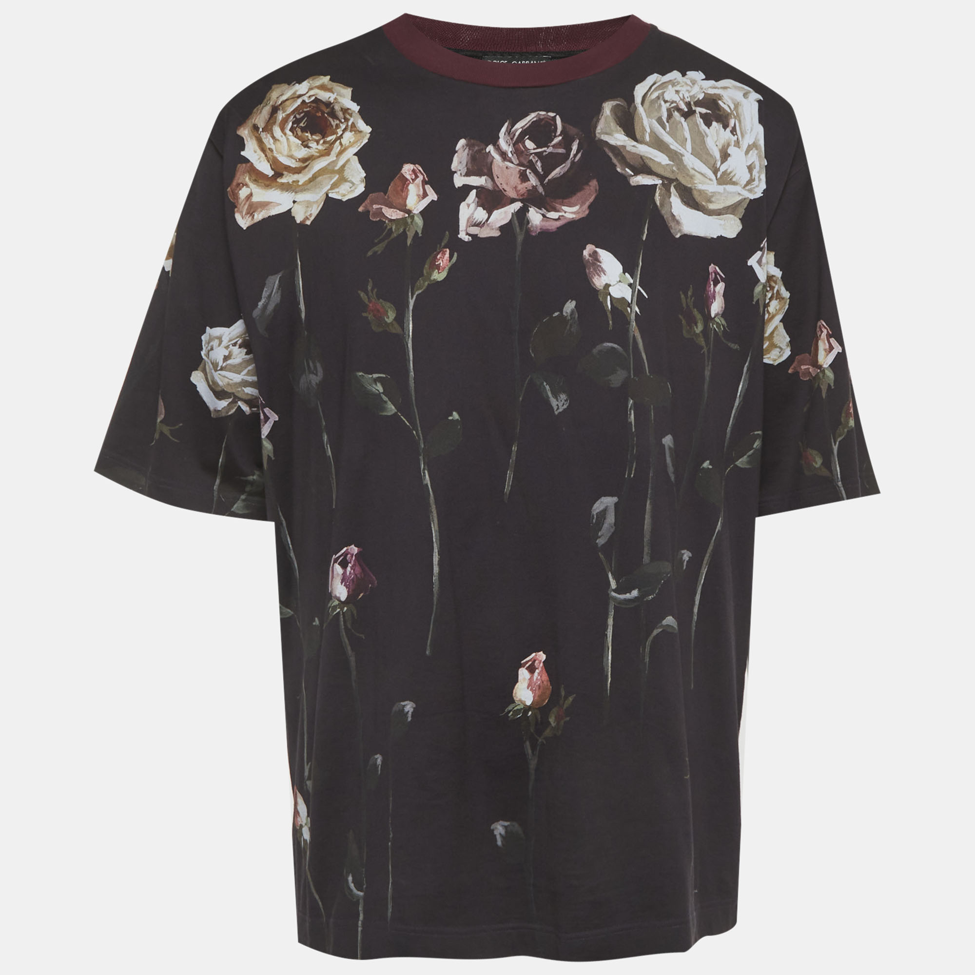 

Dolce & Gabbana Blue Floral Print Jersey T-Shirt L