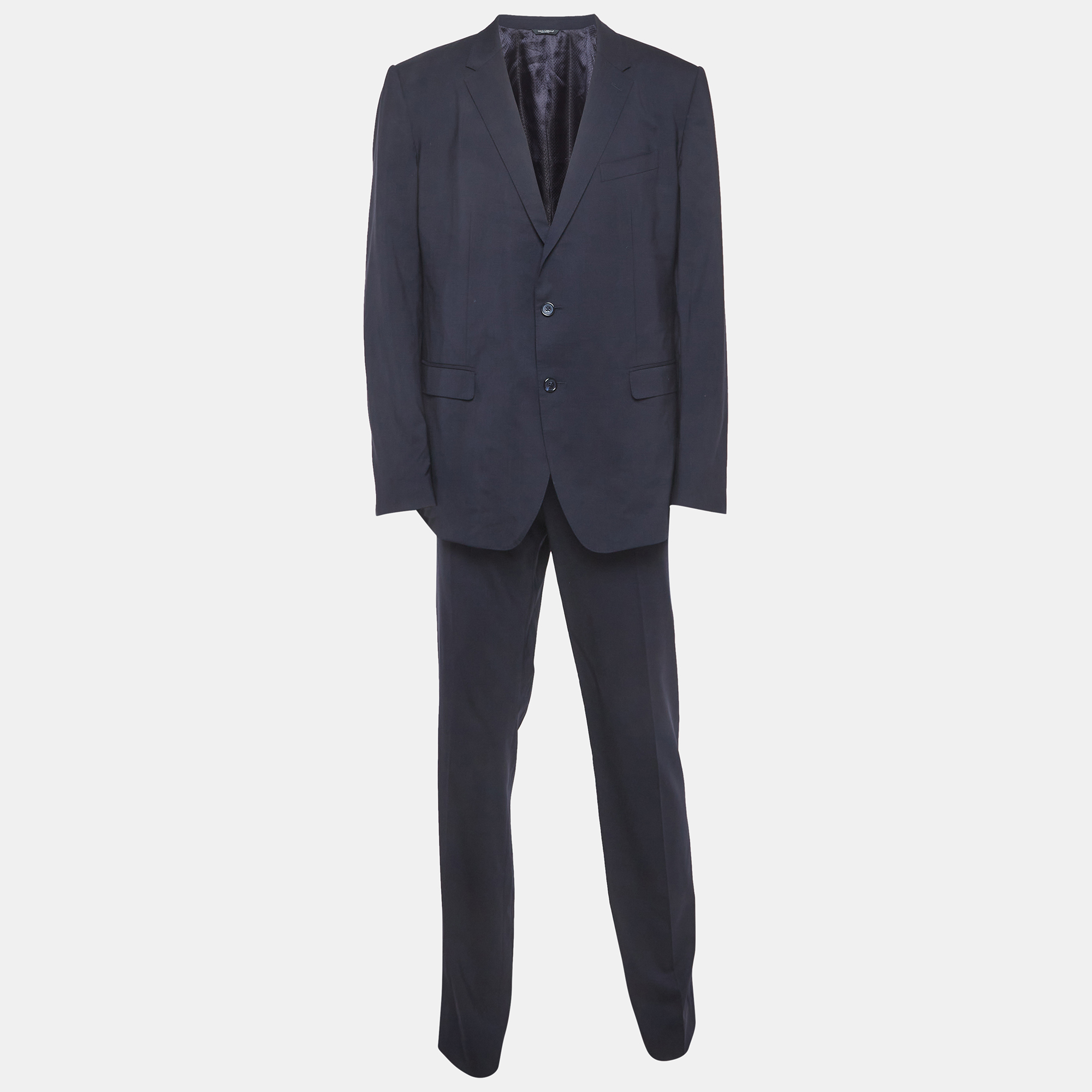 Pre-owned Dolce & Gabbana Navy Blue Wool Regular Fit Suit Xl