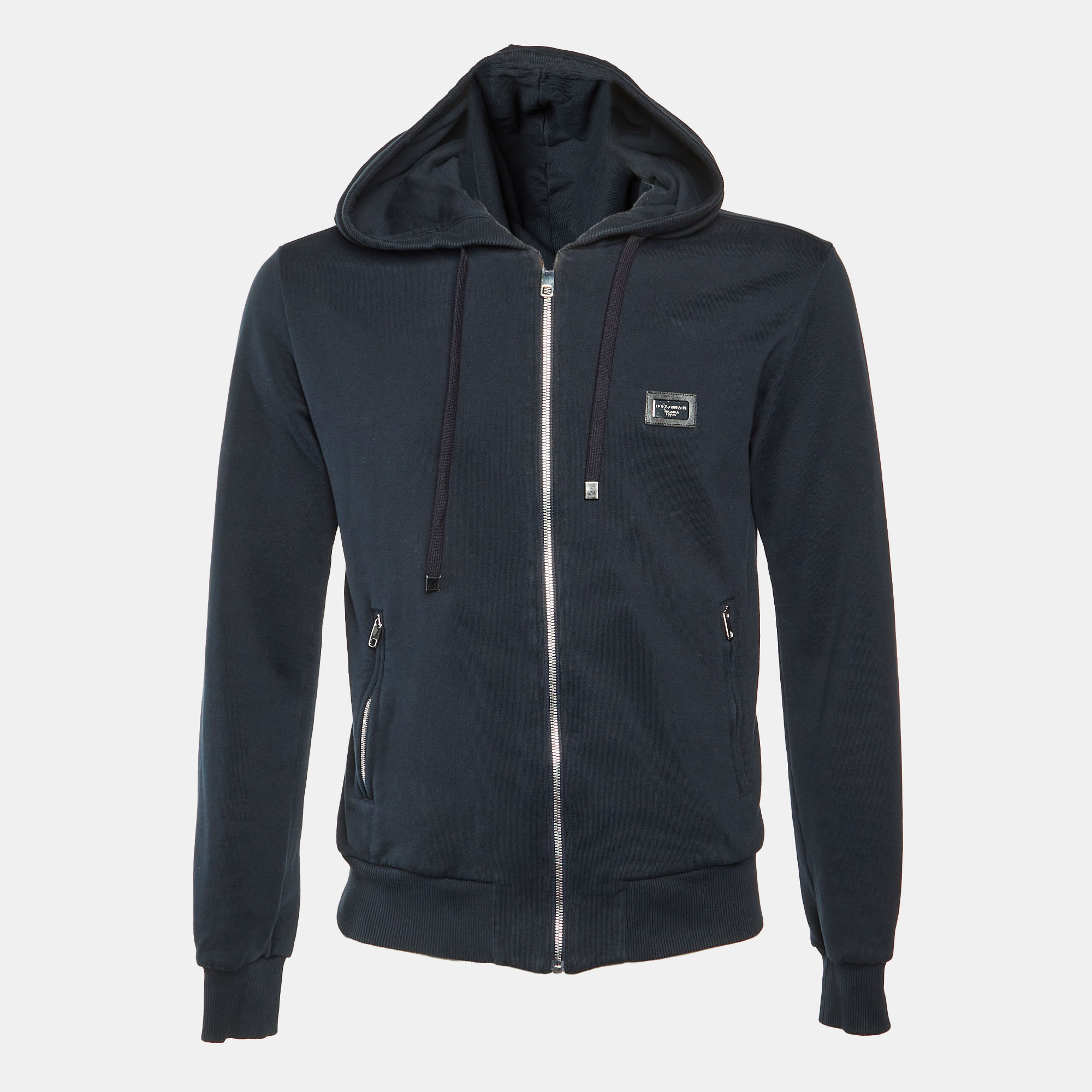

Dolce & Gabbana Navy Blue Cotton Zip Up Hoodie S