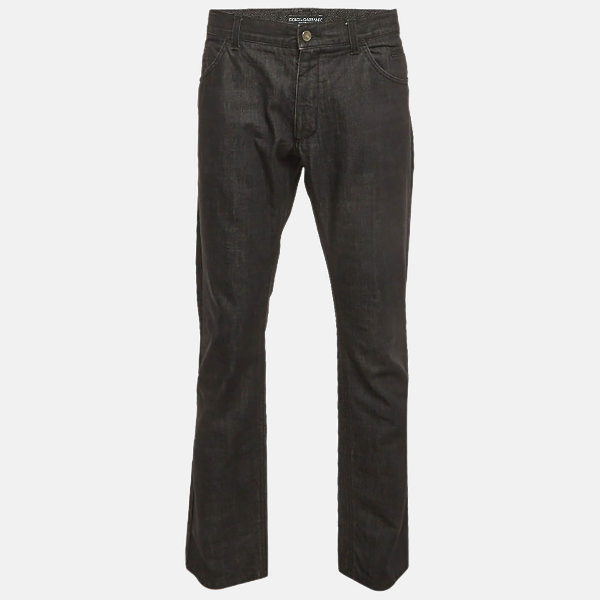 Pre-owned Dolce & Gabbana Black Denim Straight Fit Jeans Xl/ Waist 37"