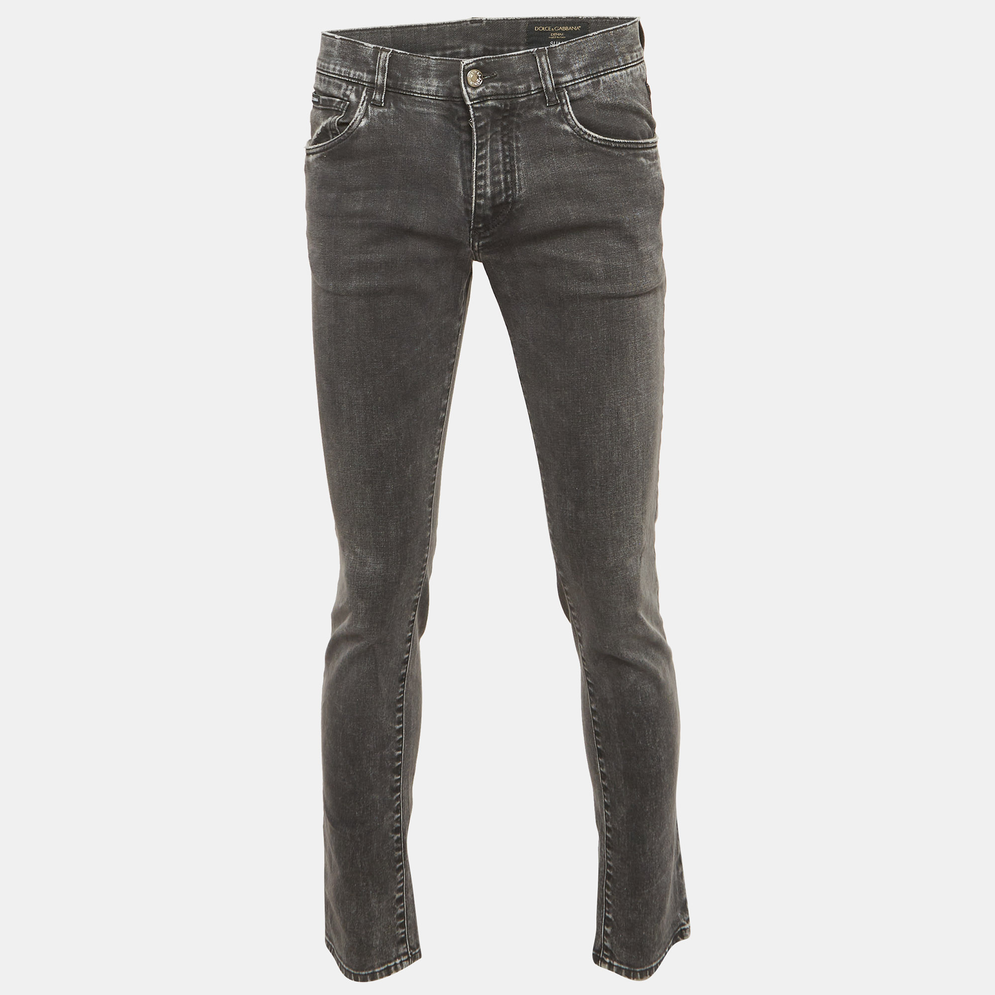 Pre-owned Dolce & Gabbana Charcoal Denim Slim Fit Jeans S/waist 31" In Black