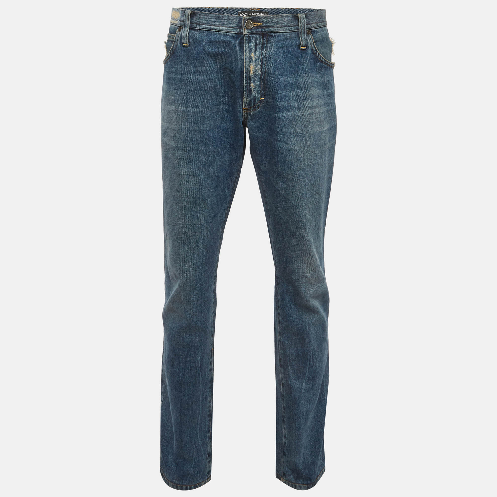 

Dolce & Gabbana Blue Distressed Jeans XXL/Waist 38"