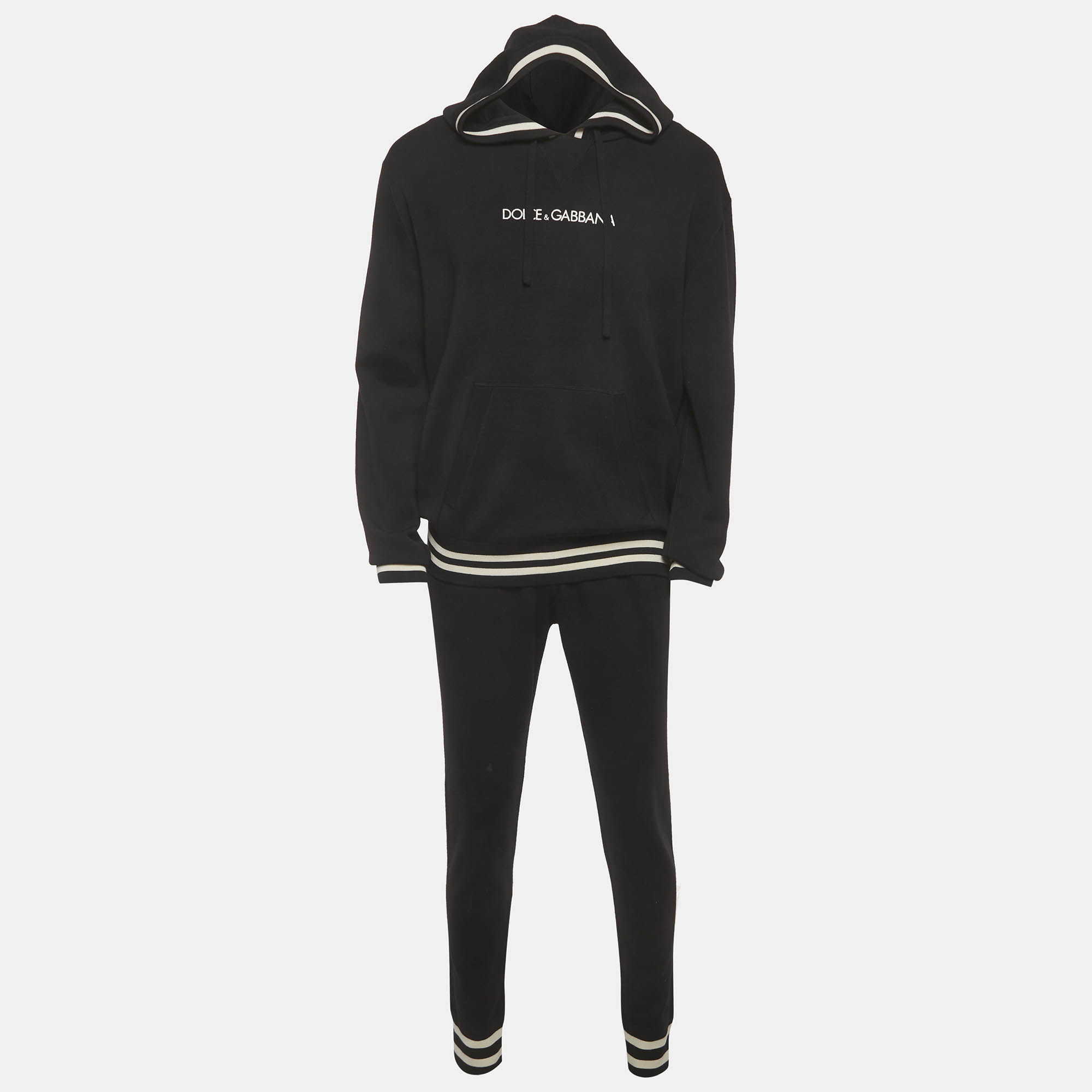 

Dolce & Gabbana Black Knitted Hoodie and Joggers Set XXL