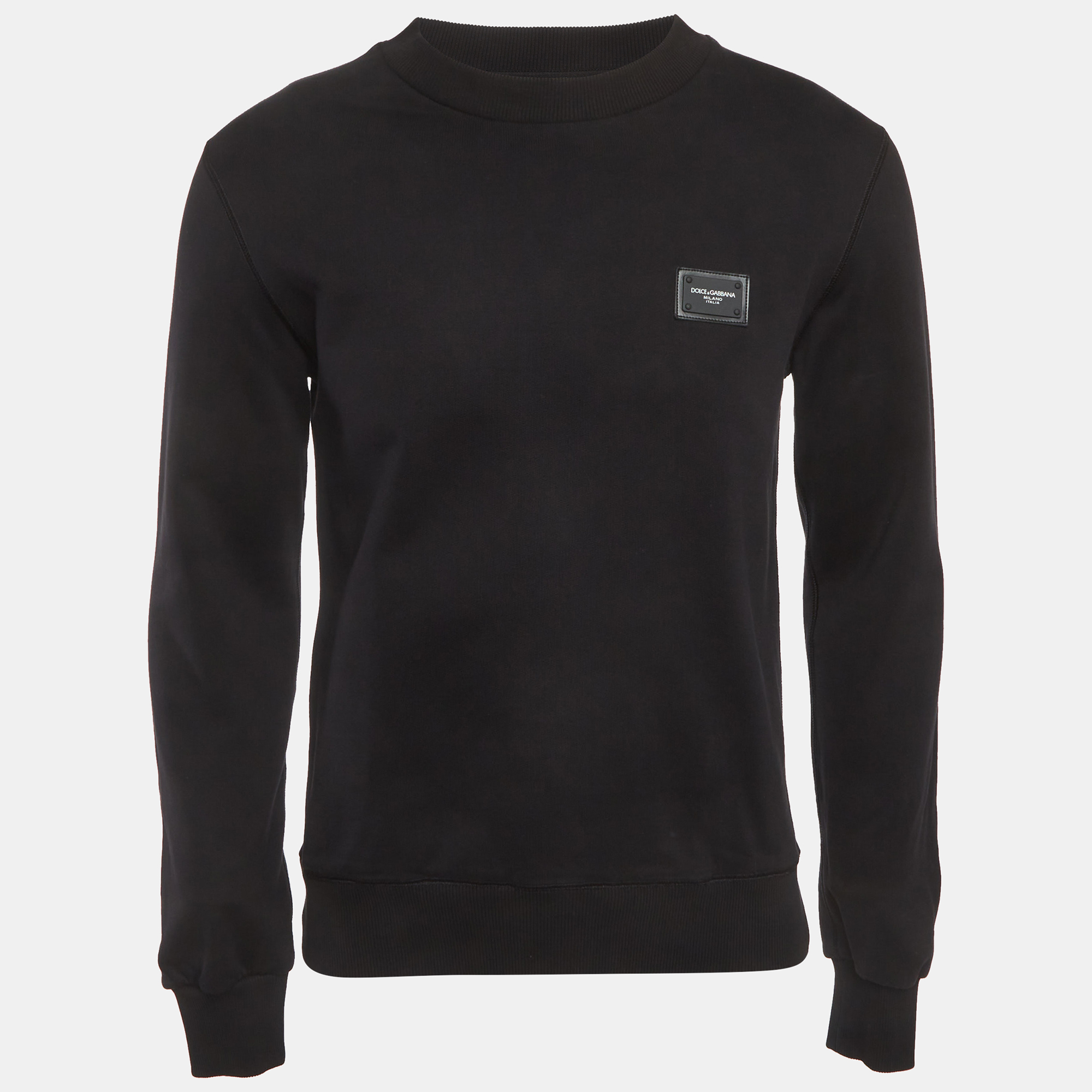 

Dolce & Gabbana Black Logo Plaque Cotton Sweatshirt M