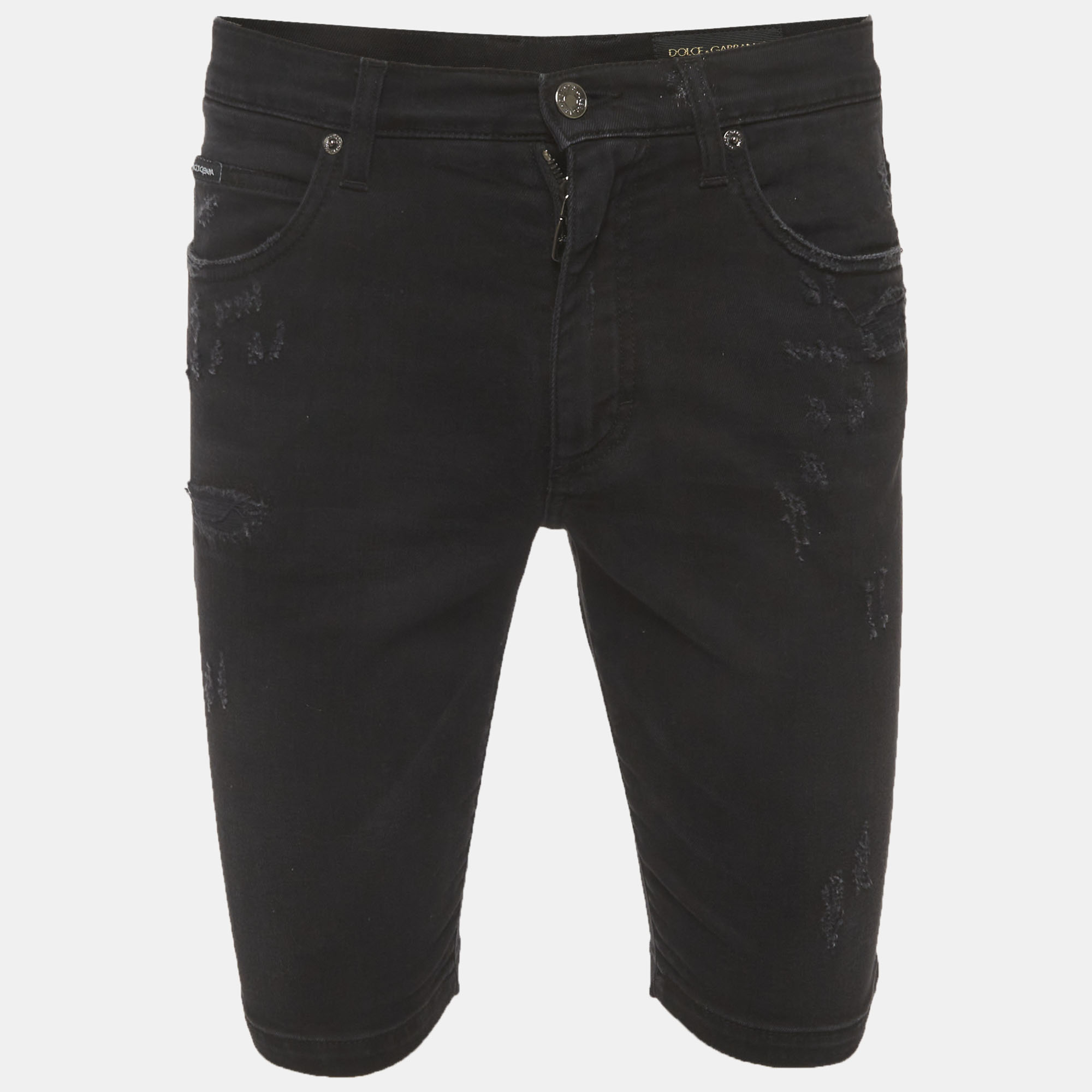 

Dolce & Gabbana Black Distressed Denim Shorts XS/Waist 30"