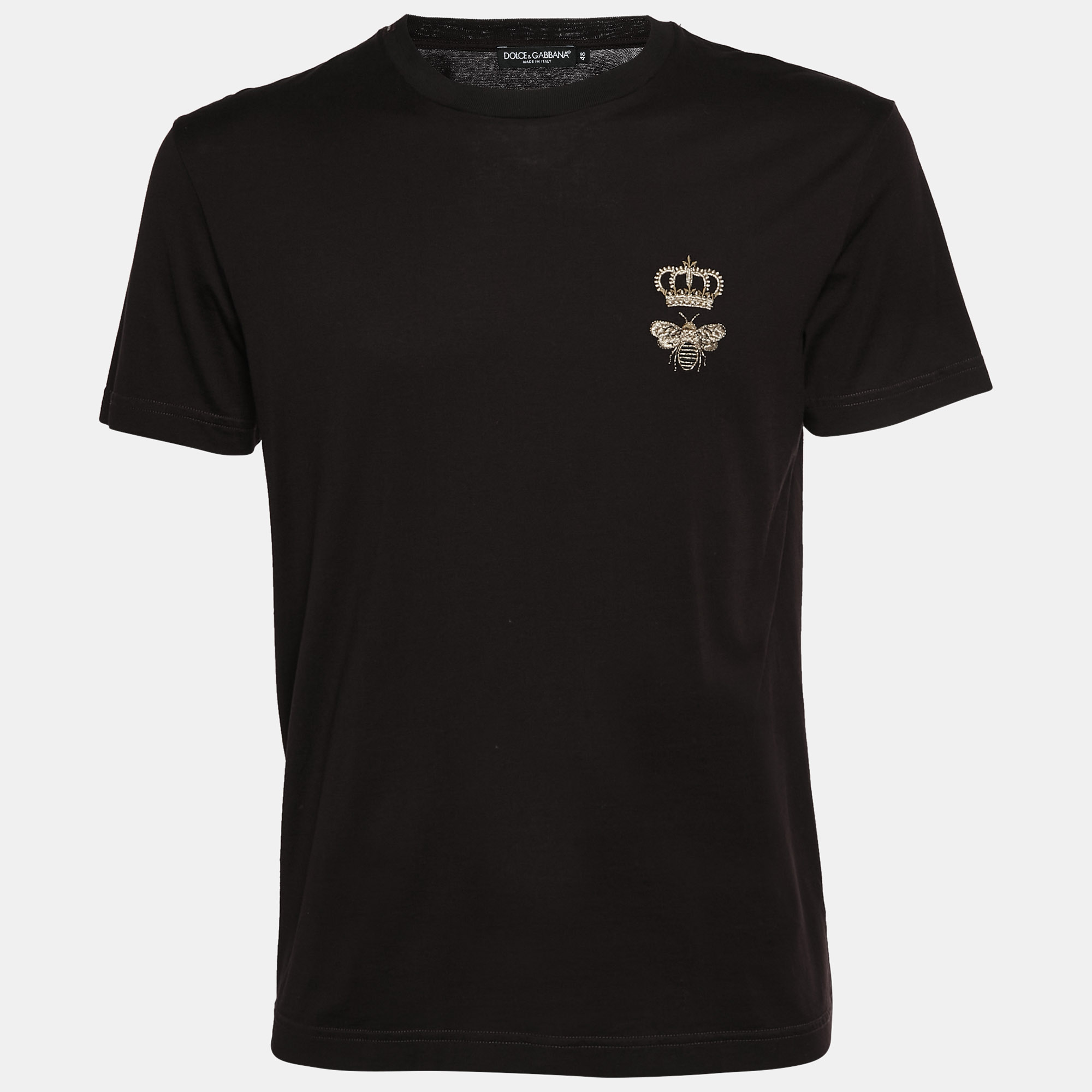 

Dolce & Gabbana Burgundy Bee and Crown Embroidered Jersey T-Shirt M