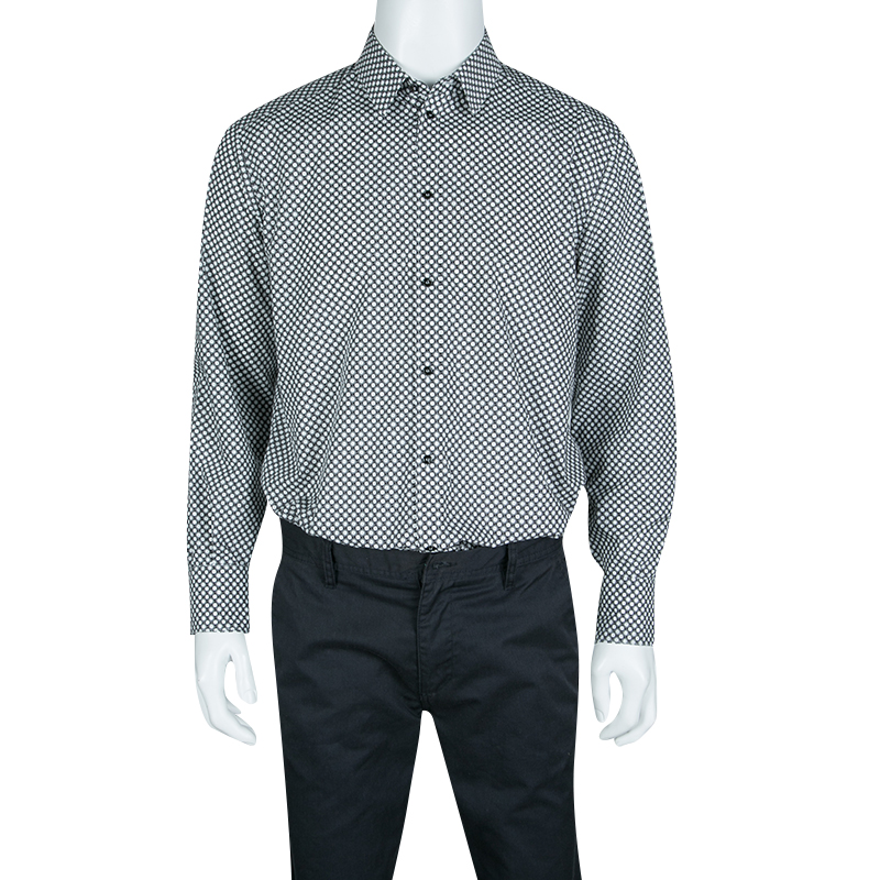 

Dolce & Gabbana Gold Monochrome Circle Print Long Sleeve Button Front Shirt, Multicolor