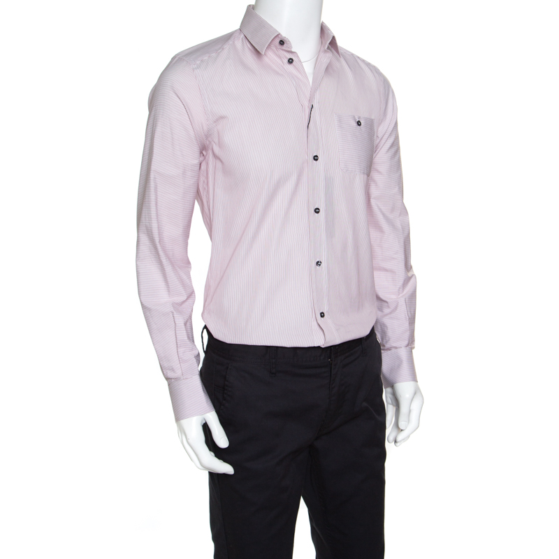 

Dolce and Gabbana Gold Red and White Striped Cotton Long Sleeve Shirt
