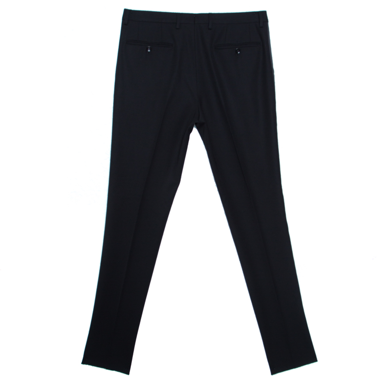 

Dolce and Gabbana Black Wool Blend Satin Trim Tuxedo Trousers