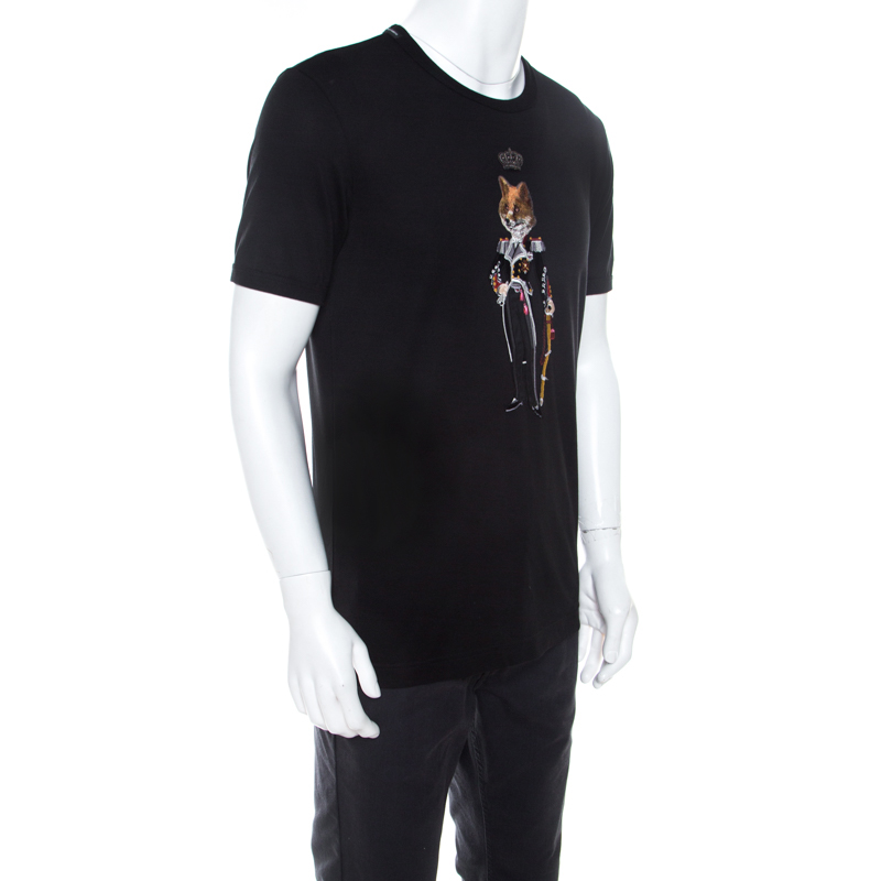 

Dolce & Gabbana Black Cotton Jersey Royal Pet Portrait T-Shirt