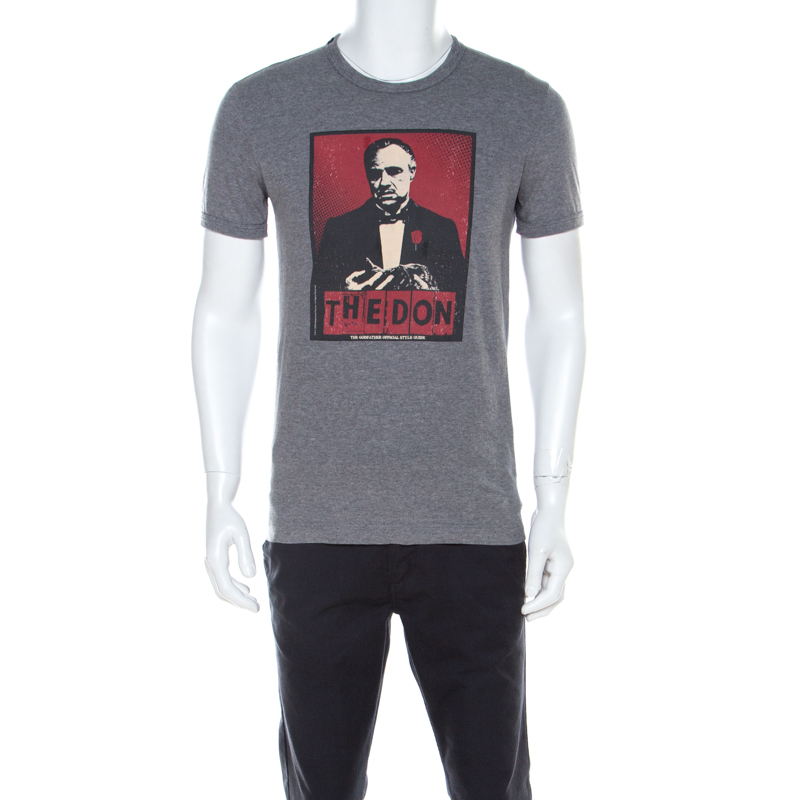 Dolce and Gabbana Grey Godfather Print T-Shirt L