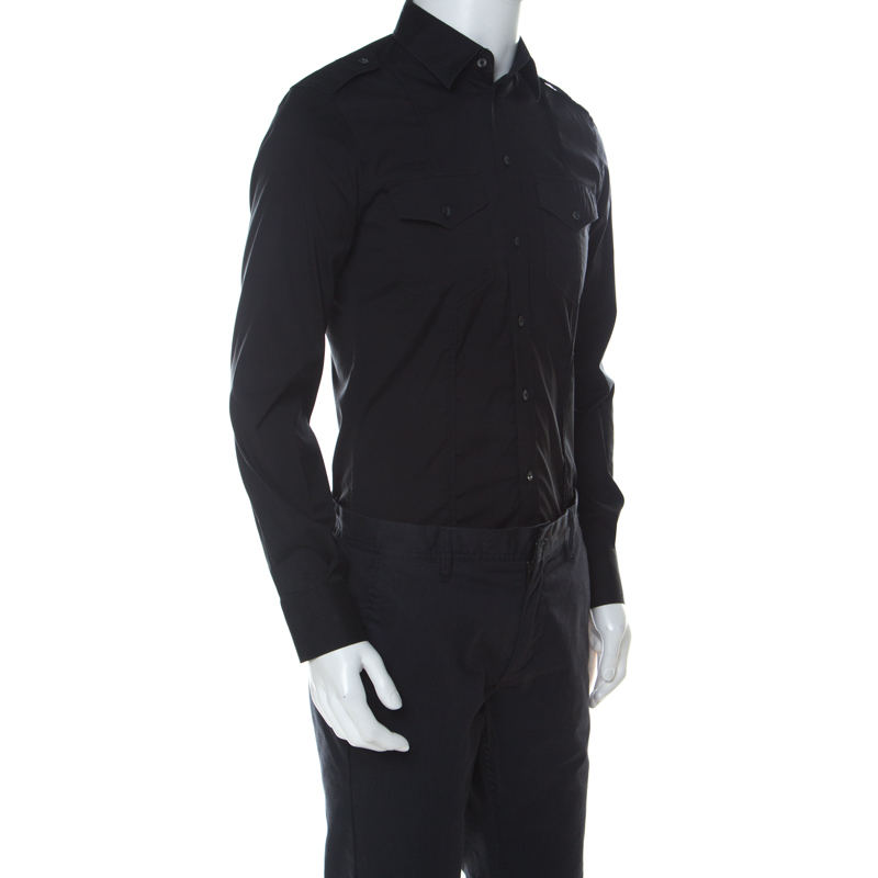 

Dolce & Gabbana Black Cotton Blend Full Sleeve Brad Shirt