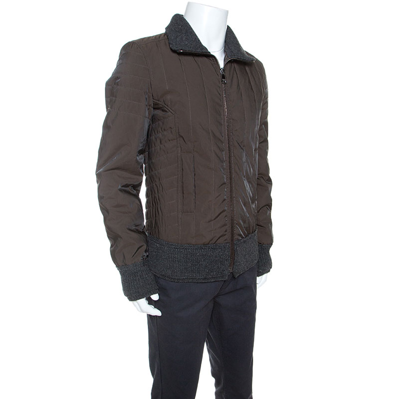 

Dolce and Gabbana Brown Double Wool Rib Trim Jacket