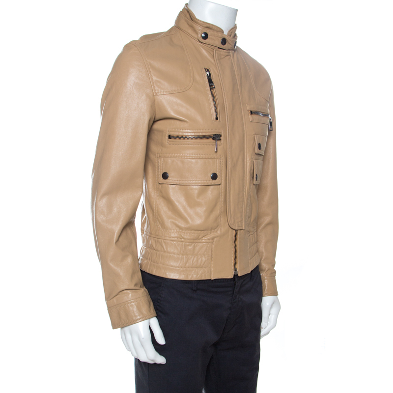 

Dolce & Gabbana Brown Leather Bomber Jacket
