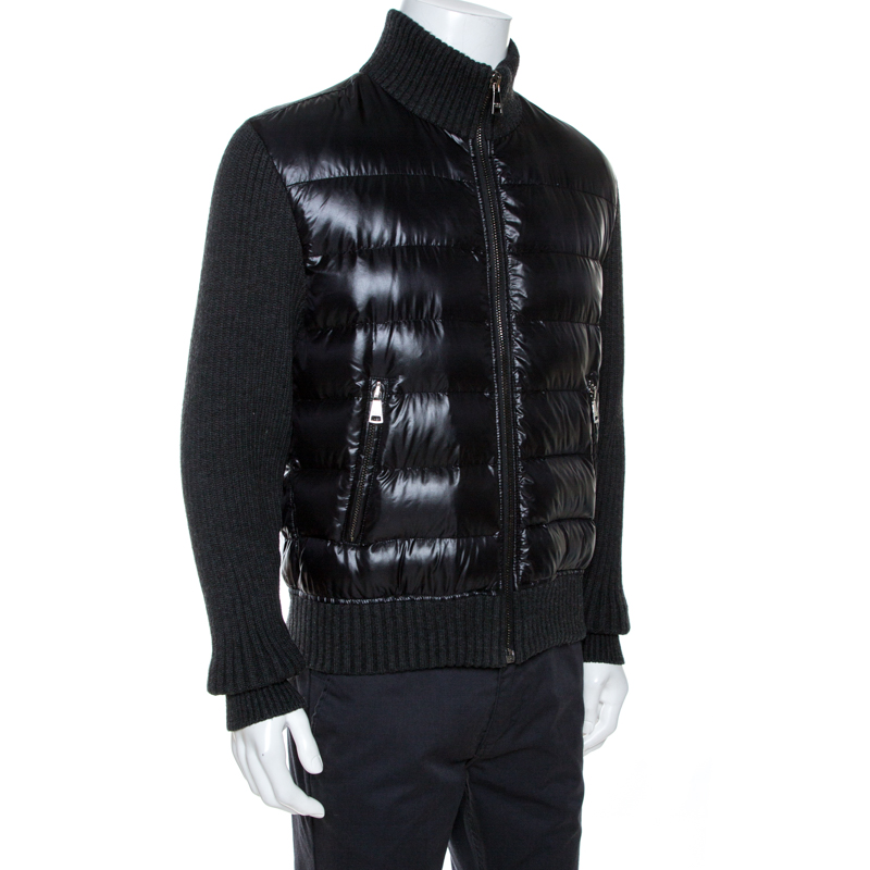 

Dolce & Gabbana Black Quilted Rib Knit Trim Bomber Jacket