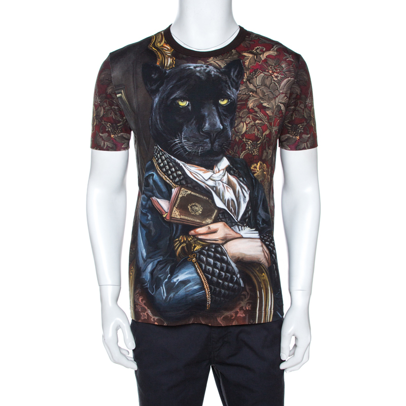 Dolce & Gabbana Multicolor Panther Print Cotton T-Shirt L Dolce ...
