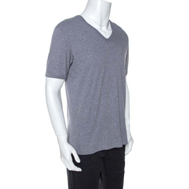 

Dolce & Gabbana Grey Cotton V Neck T-Shirt