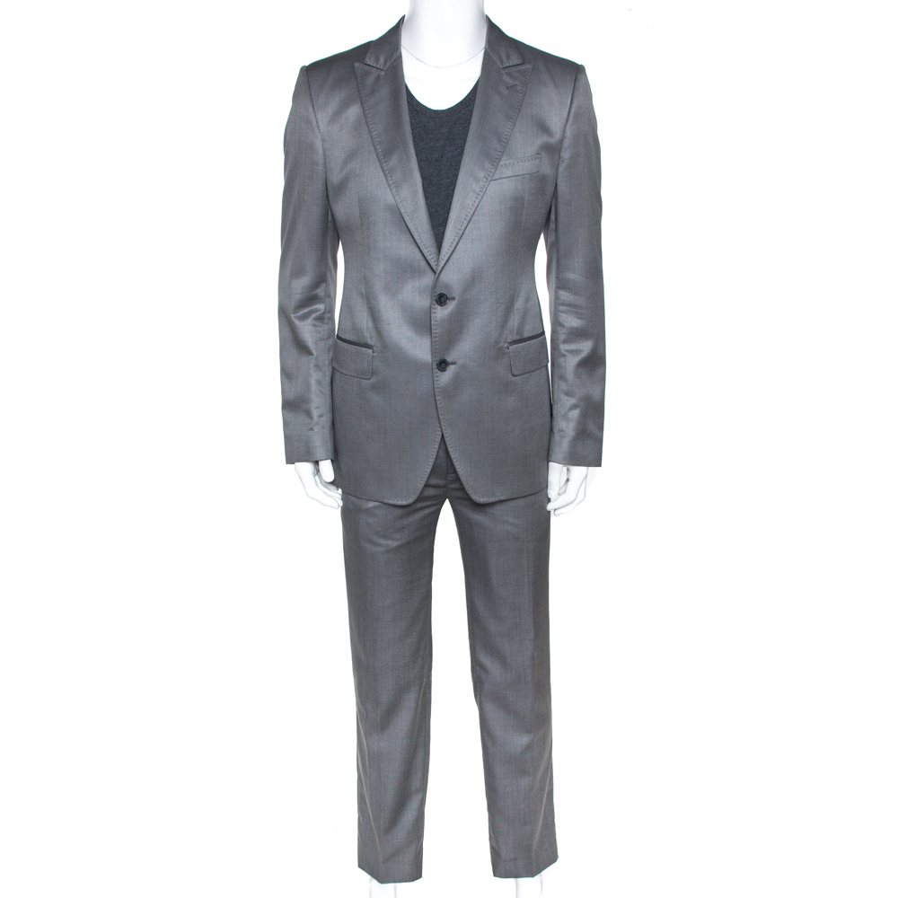 Pre Owned Dolce & Gabbana Grey Wool and Silk Blend Tailored Suit XL