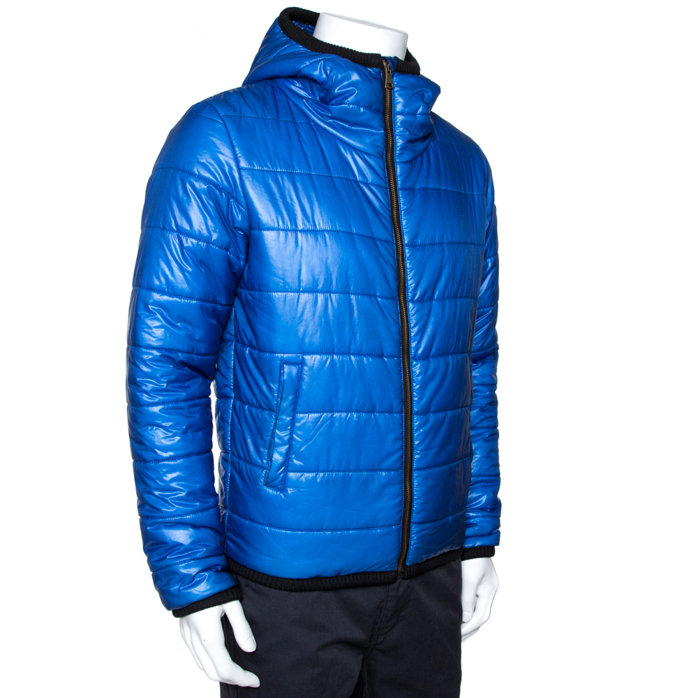 

Dolce & Gabbana Blue Nylon Hooded Puffer Jacket