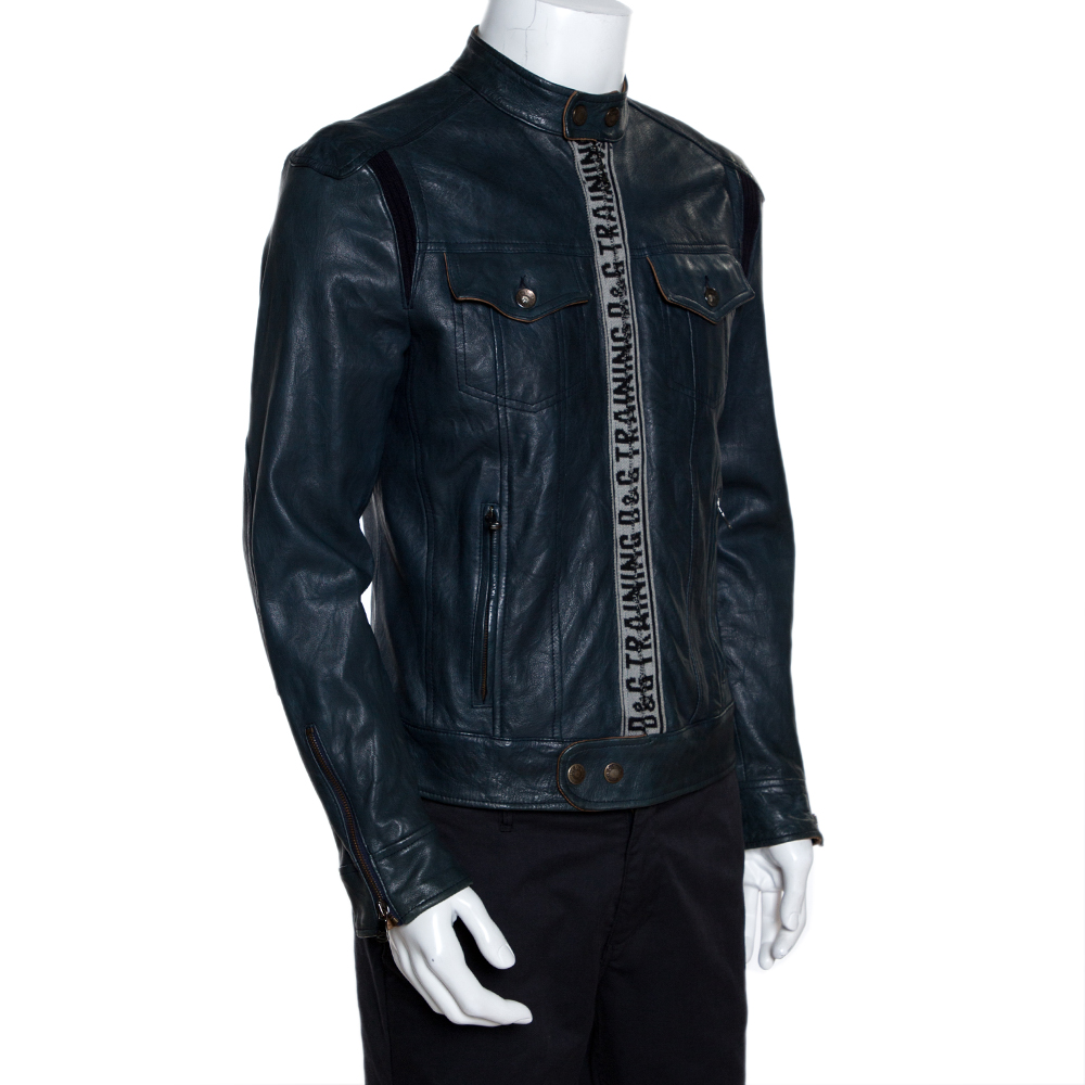 

D&G Blue Leather Training Athletic System Jacket