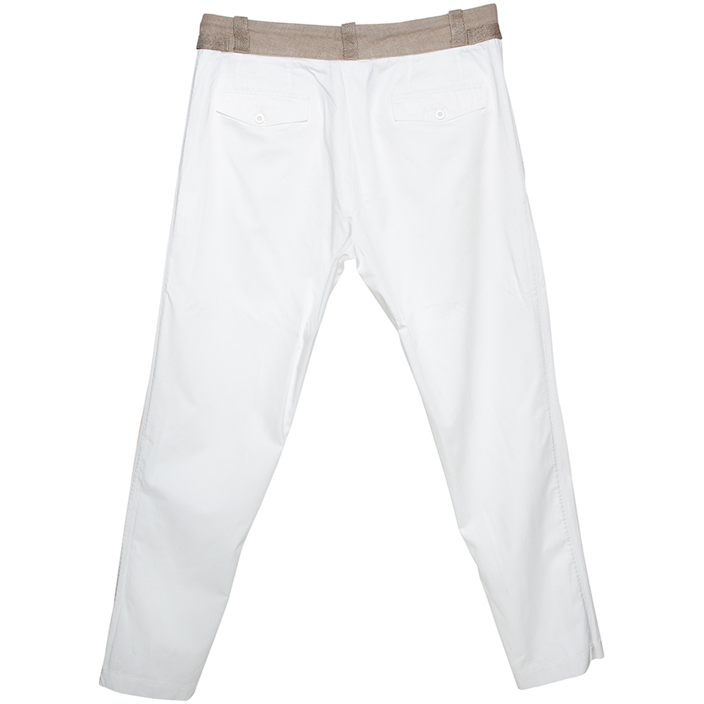 

Dolce & Gabbana White Cotton Linen Blend Drawstring Pants