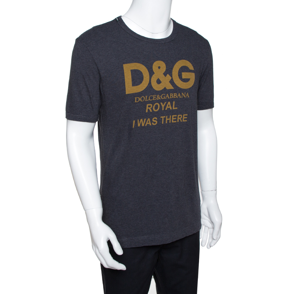 

Dolce & Gabbana Grey Cotton Royal Print T Shirt