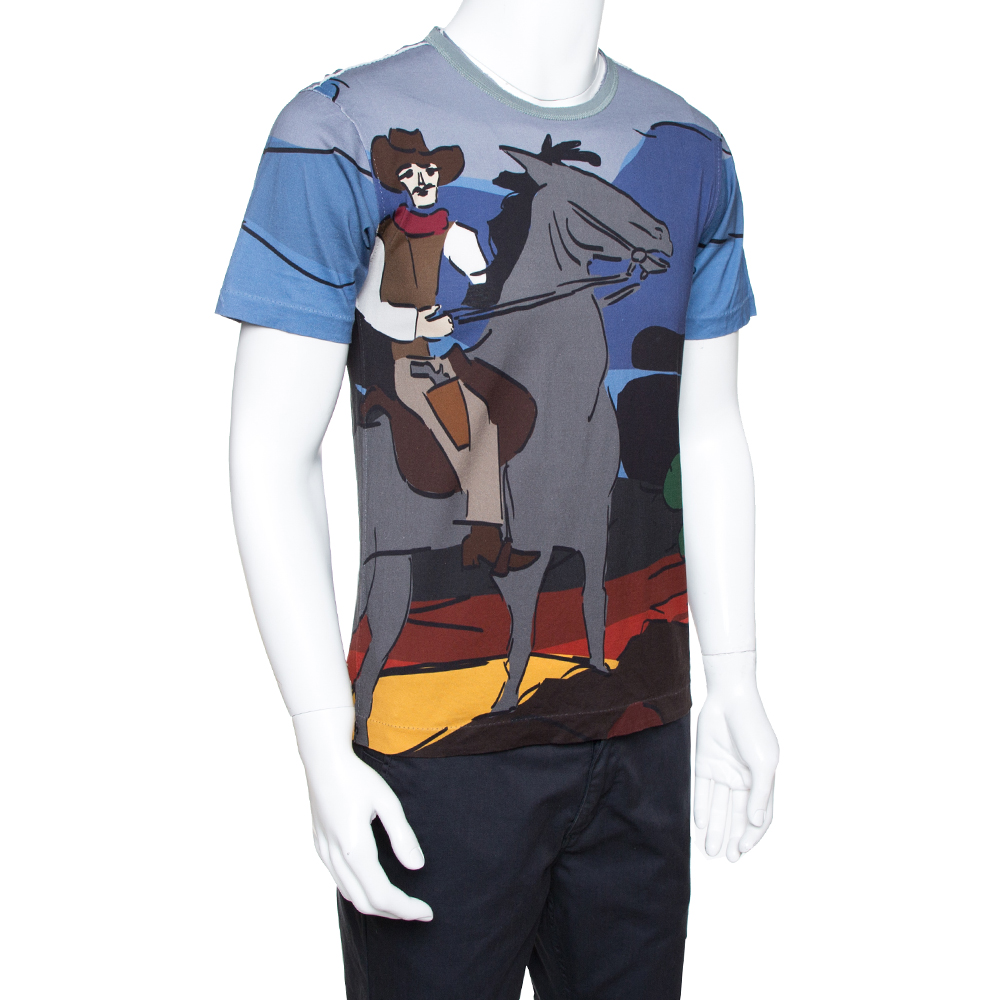 

Dolce & Gabbana Multicolor Cotton Cowboy Print T Shirt