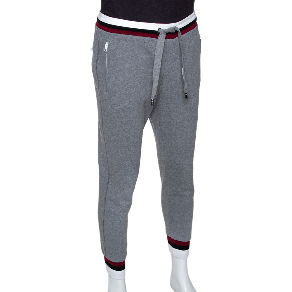 

Dolce & Gabbana Grey Knit Embroidered Crown Detail Track Pants