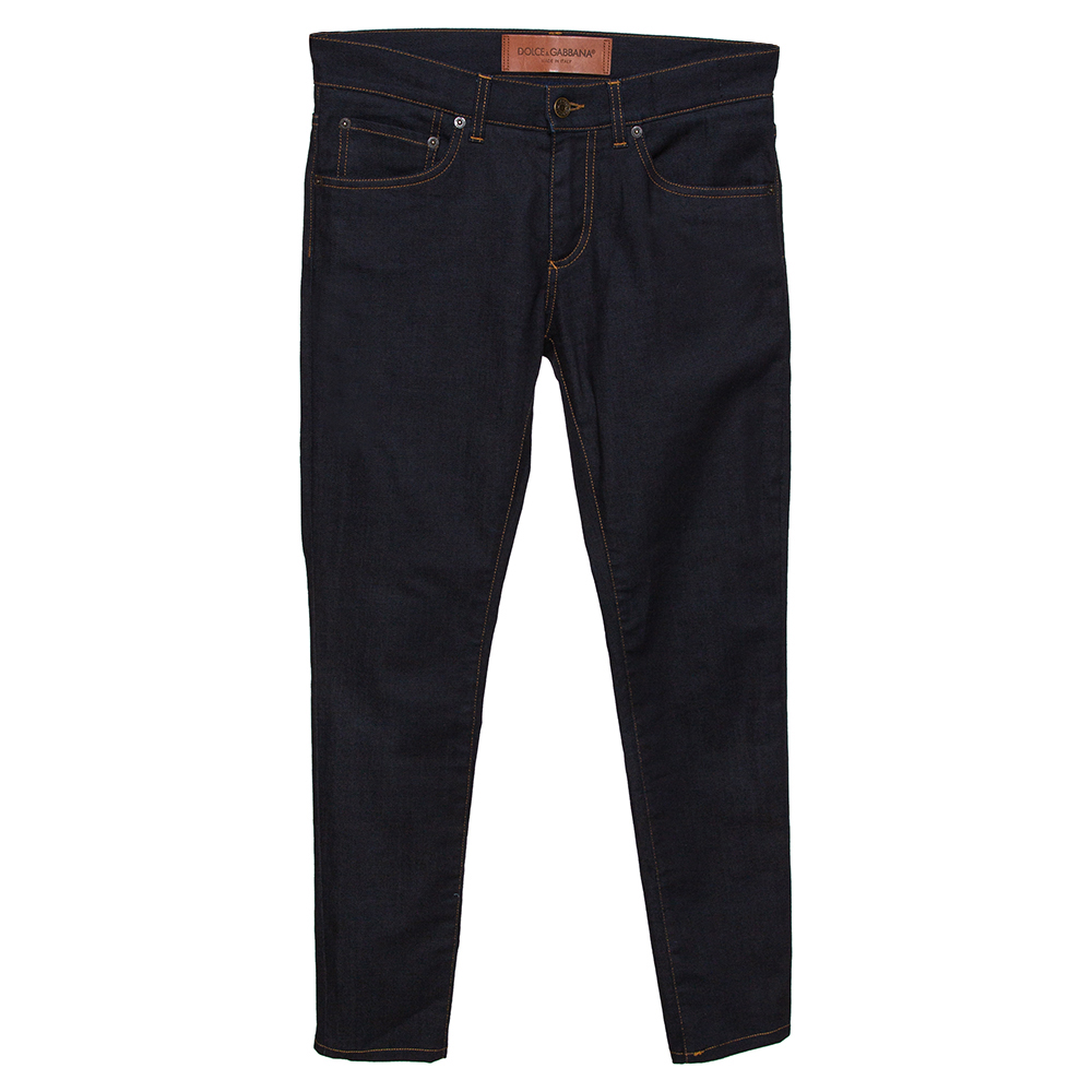 Pre Owned Dolce & Gabbana Indigo Dark Wash Denim Tapered Jeans S