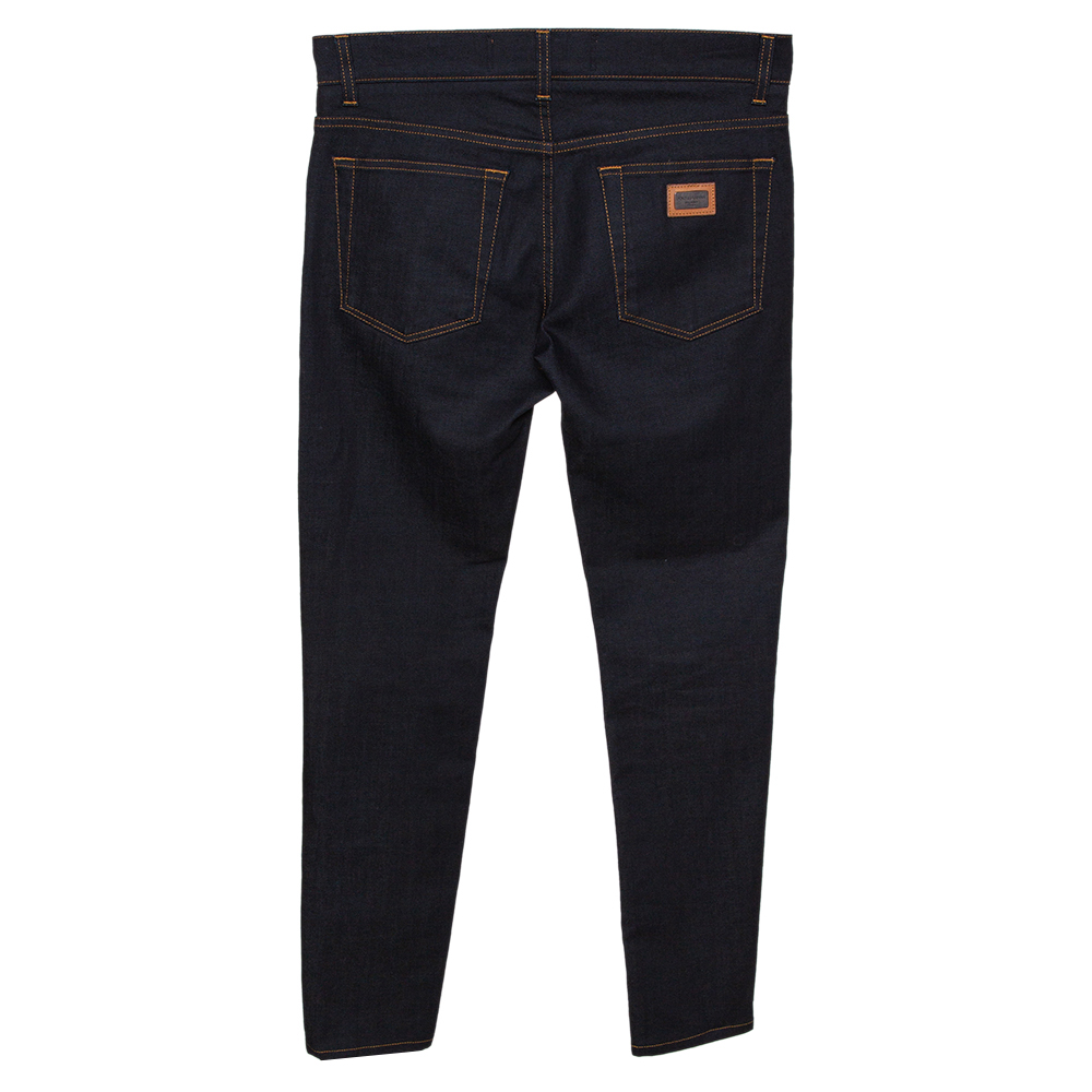 

Dolce & Gabbana Indigo Dark Wash Denim Tapered Jeans, Navy blue