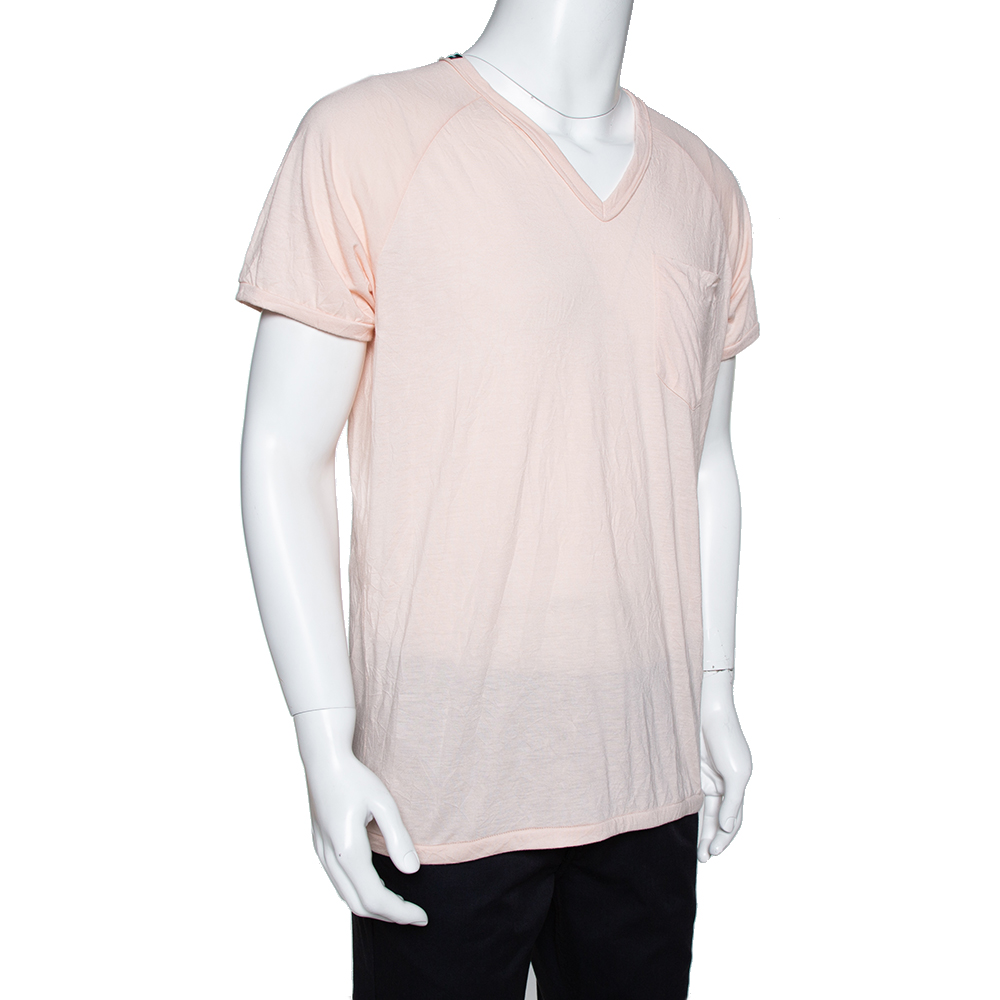 

Dolce & Gabbana Peach Jersey Raglan Sleeve V-Neck T-Shirt, Orange