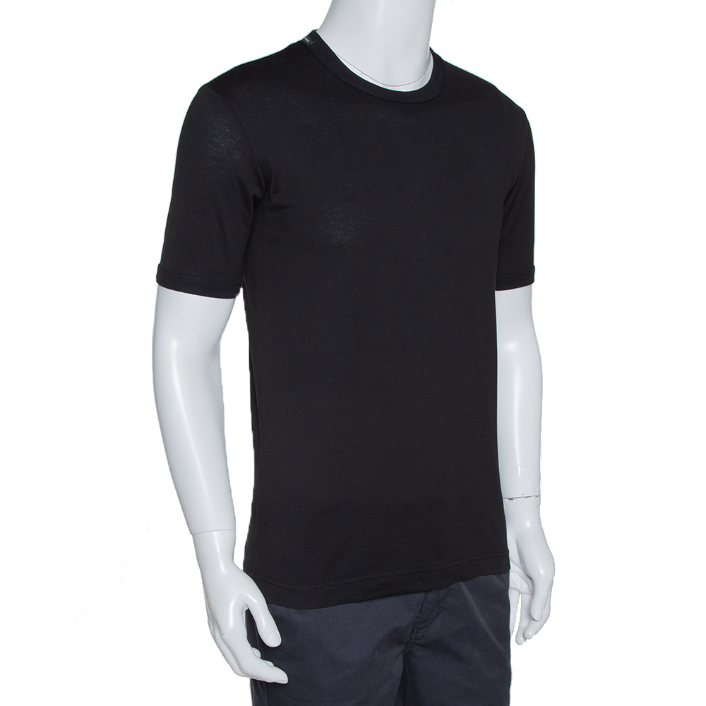 

Dolce & Gabbana Black Cotton Round Neck T-Shirt