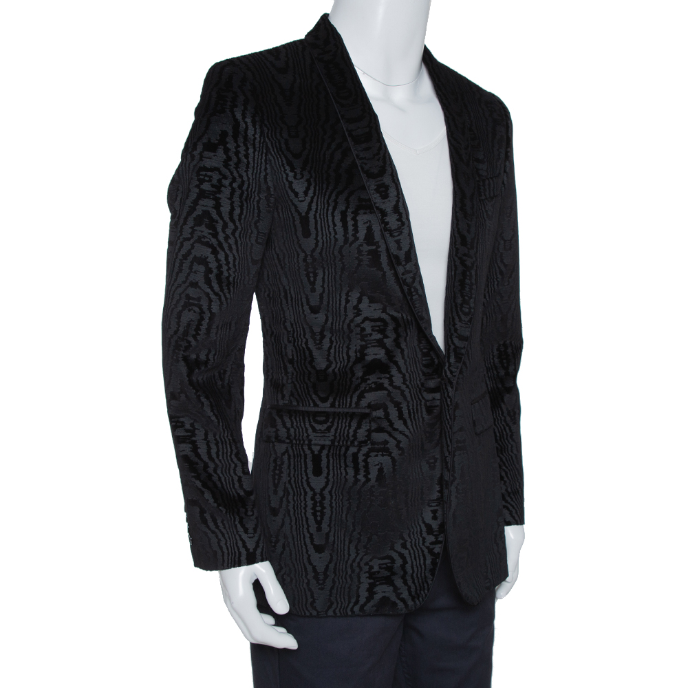 

Dolce & Gabbana Black Jacquard Velvet Tuxedo Jacket