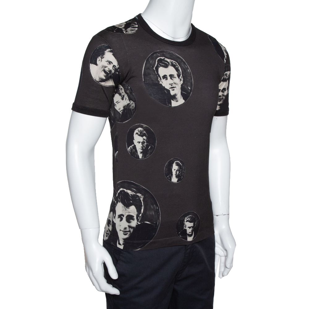 

Dolce & Gabbana Charcoal Grey James Dean Print Cotton T-Shirt