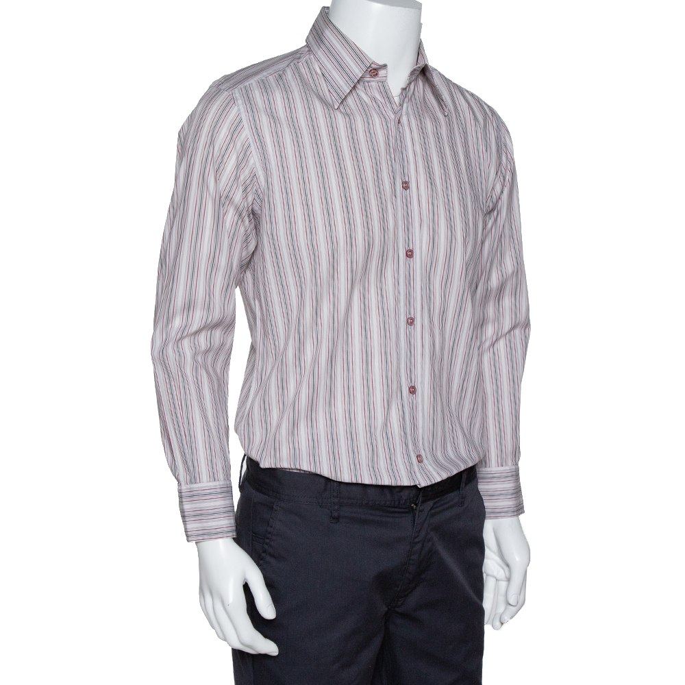 

Dolce & Gabbana Dusty Pink Striped Cotton Button Front Shirt