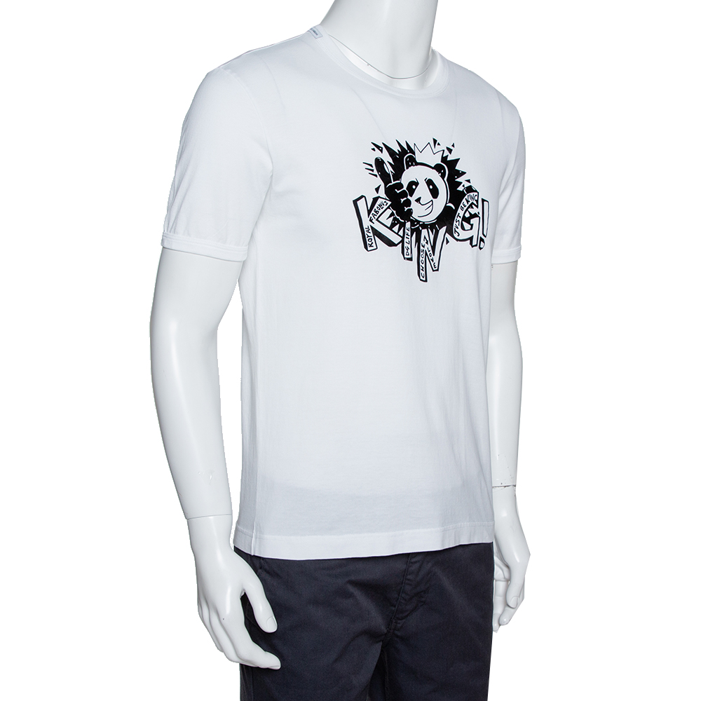 

Dolce & Gabbana White Cotton Panda King Print T-Shirt