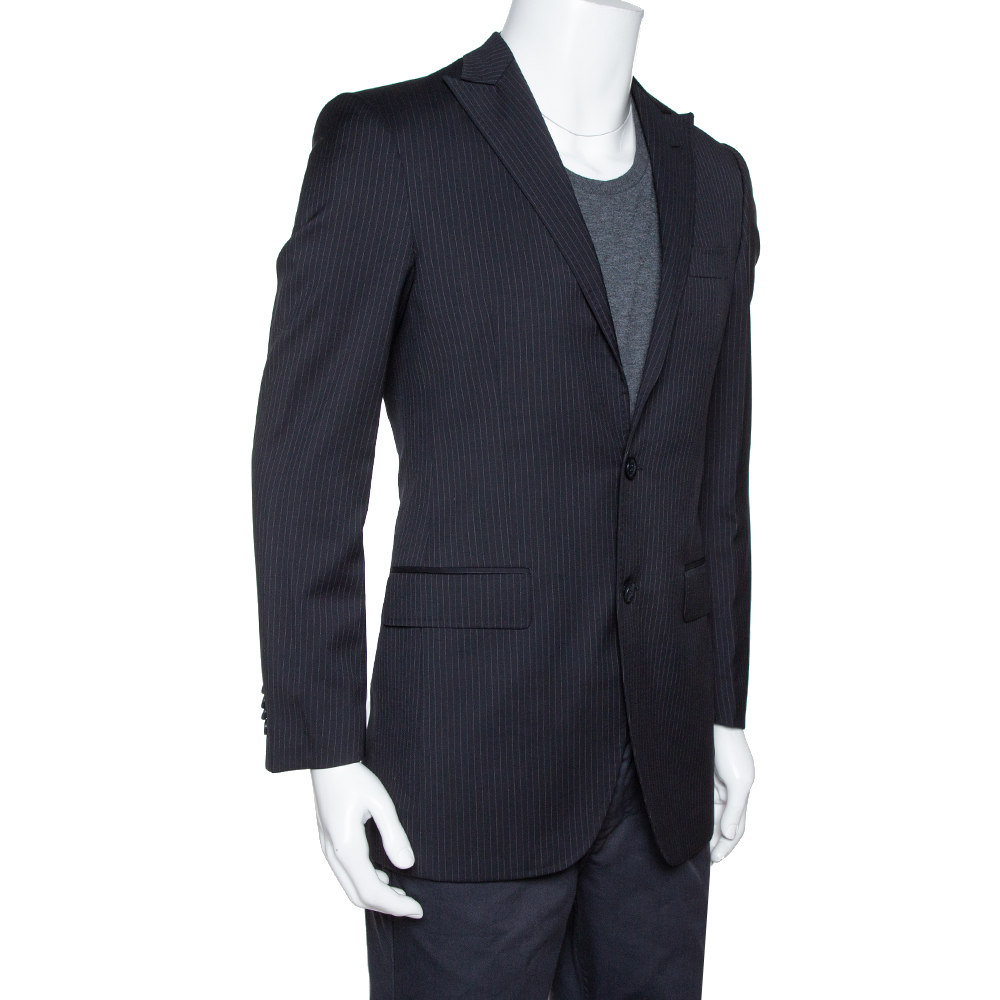 

Dolce & Gabbana Black Pinstriped Wool Tailored Jacket