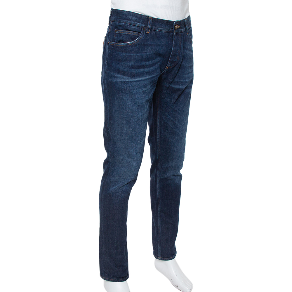 

Dolce & Gabbana 14 Gold Blue Denim Straight Leg Jeans