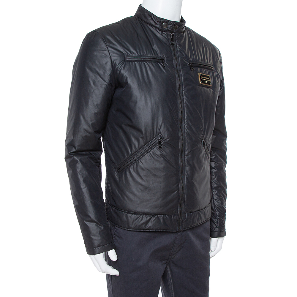 

Dolce & Gabbana Black Quilted Vest Detail Zip Front Jacket