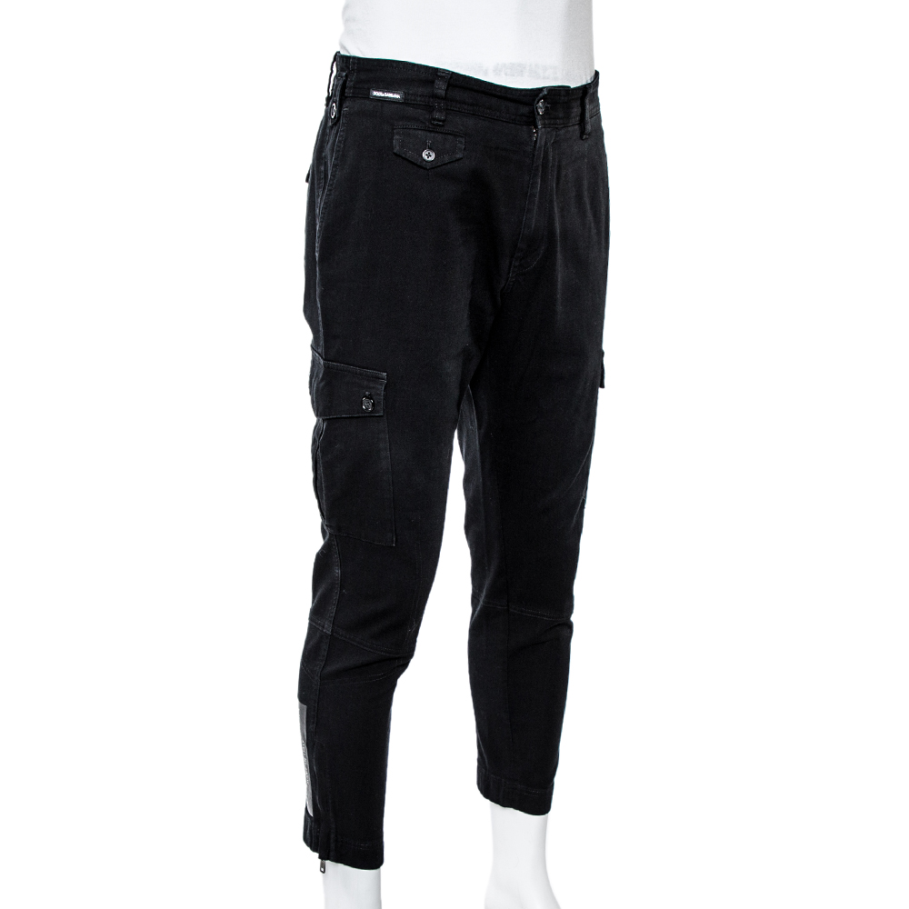 

Dolce & Gabbana Black Cotton Cropped Cargo Pants