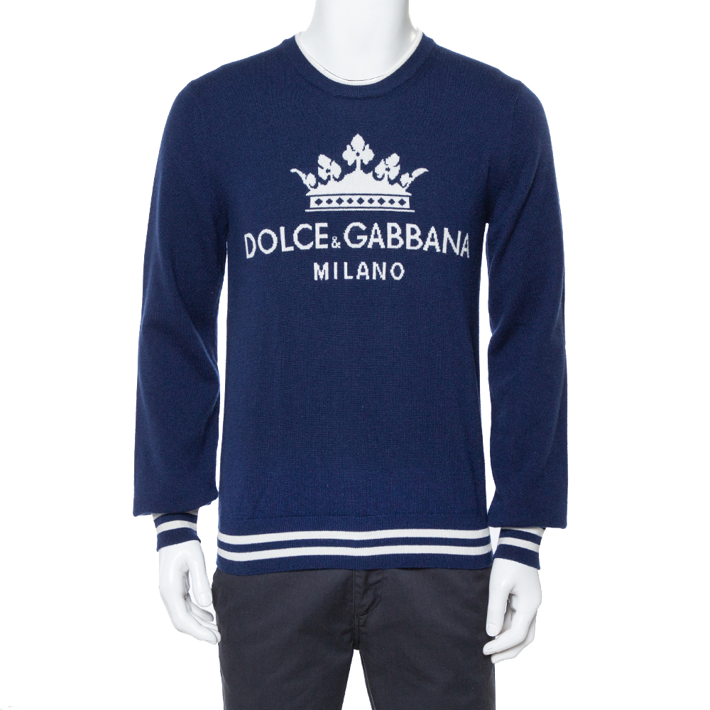 Dolce \u0026 Gabbana Navy Blue Crown Logo 