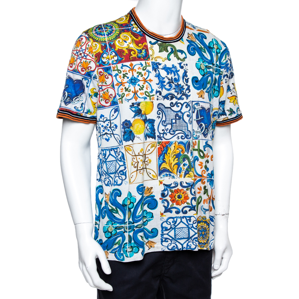 

Dolce & Gabbana Multicolor Majolica Print Cotton T-Shirt