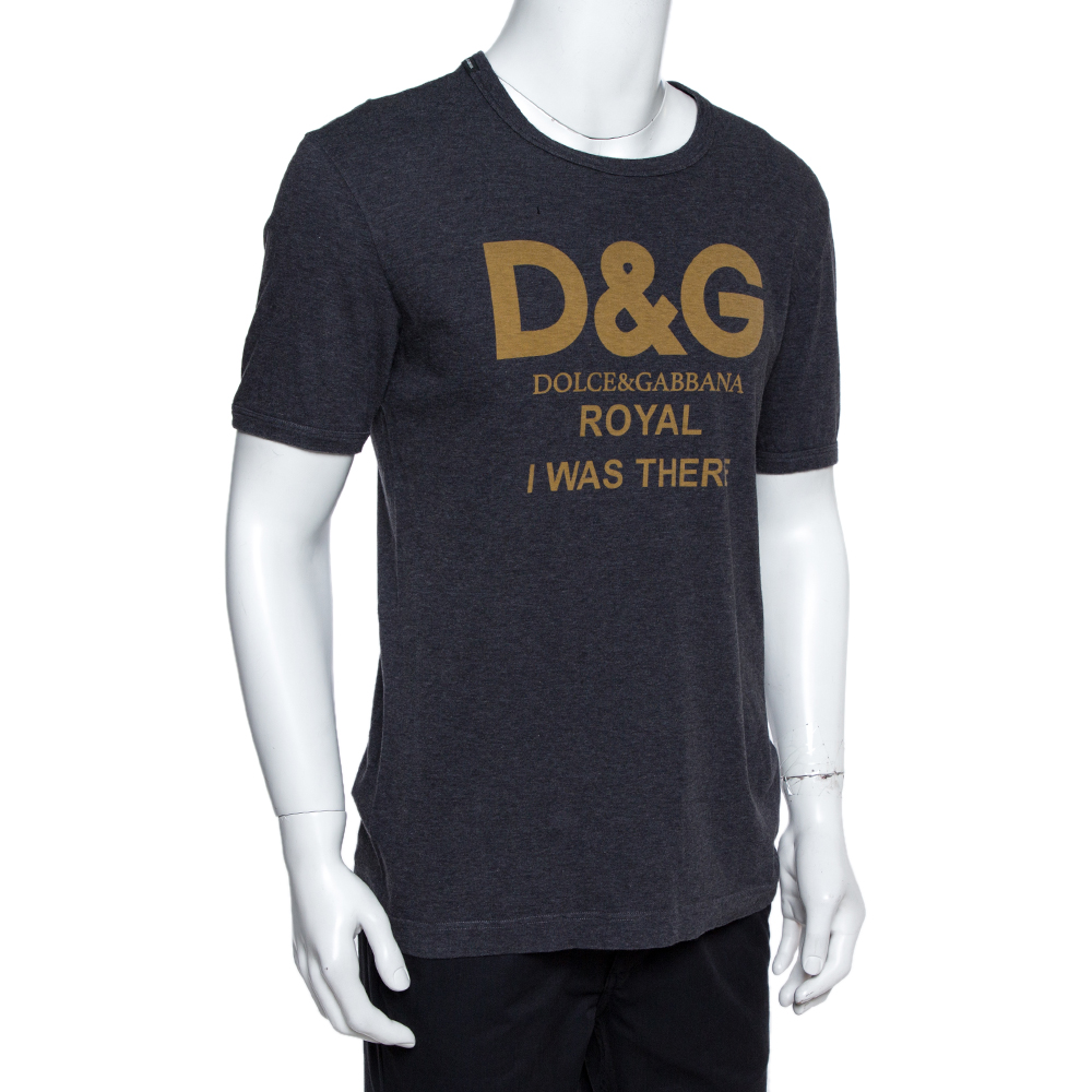 

Dolce & Gabbana Grey Cotton Royal Print T-Shirt