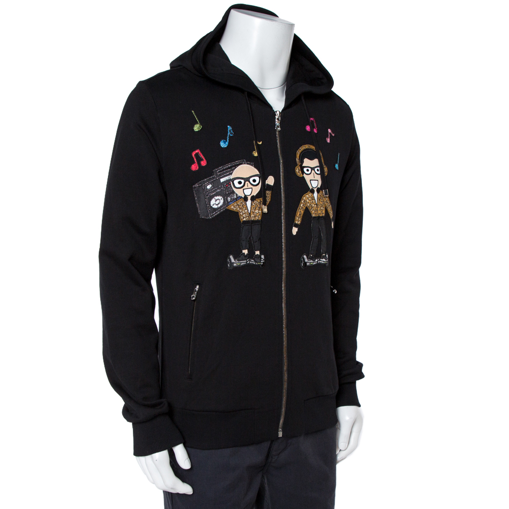 

Dolce & Gabbana Black DG Family Patchwork Hooded Sweatshirt
