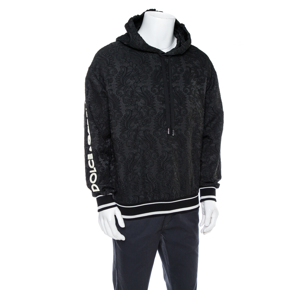 

Dolce & Gabbana Black Jacquard Logo Detail Hoodie