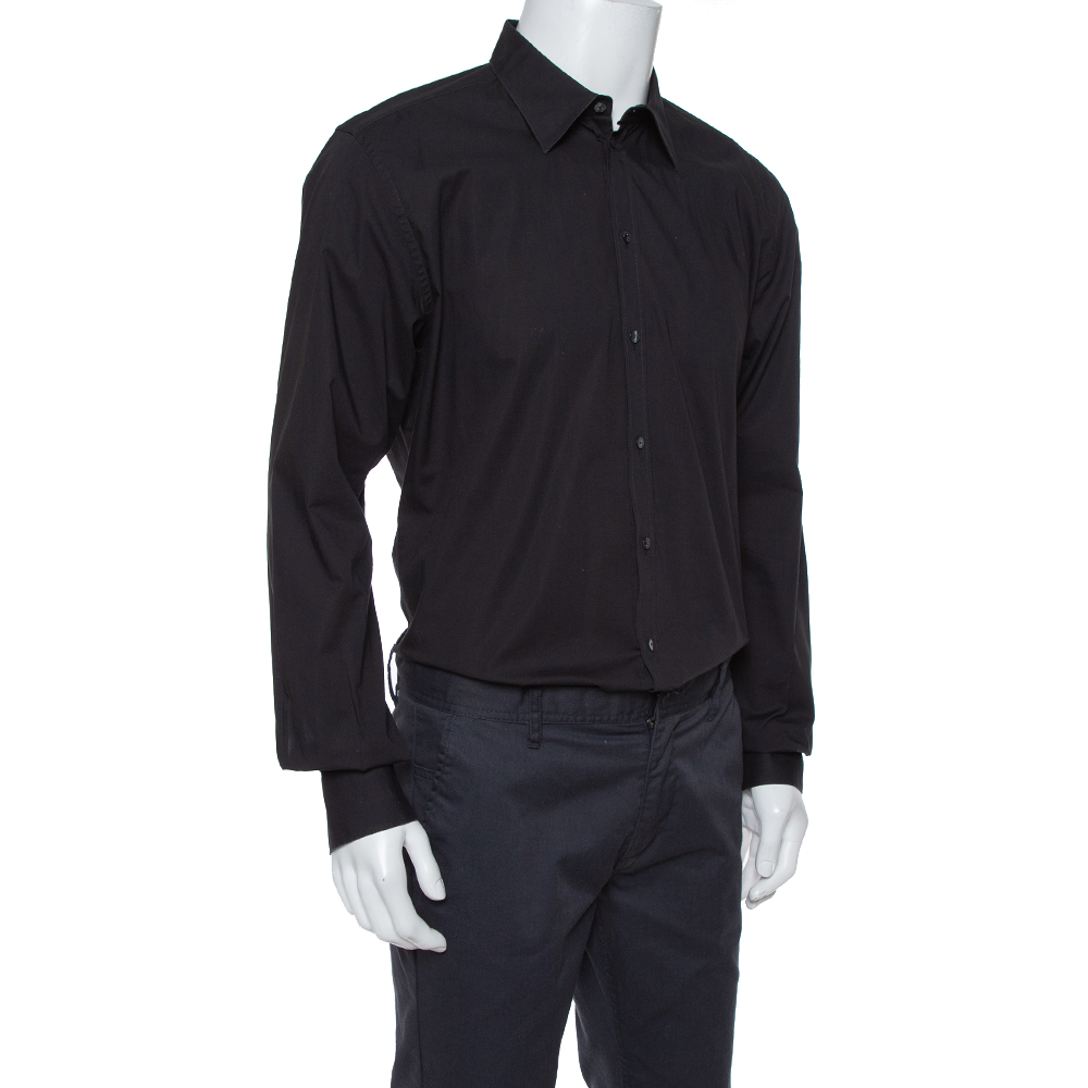 

Dolce & Gabbana Black Cotton Stretch Long Sleeve Shirt