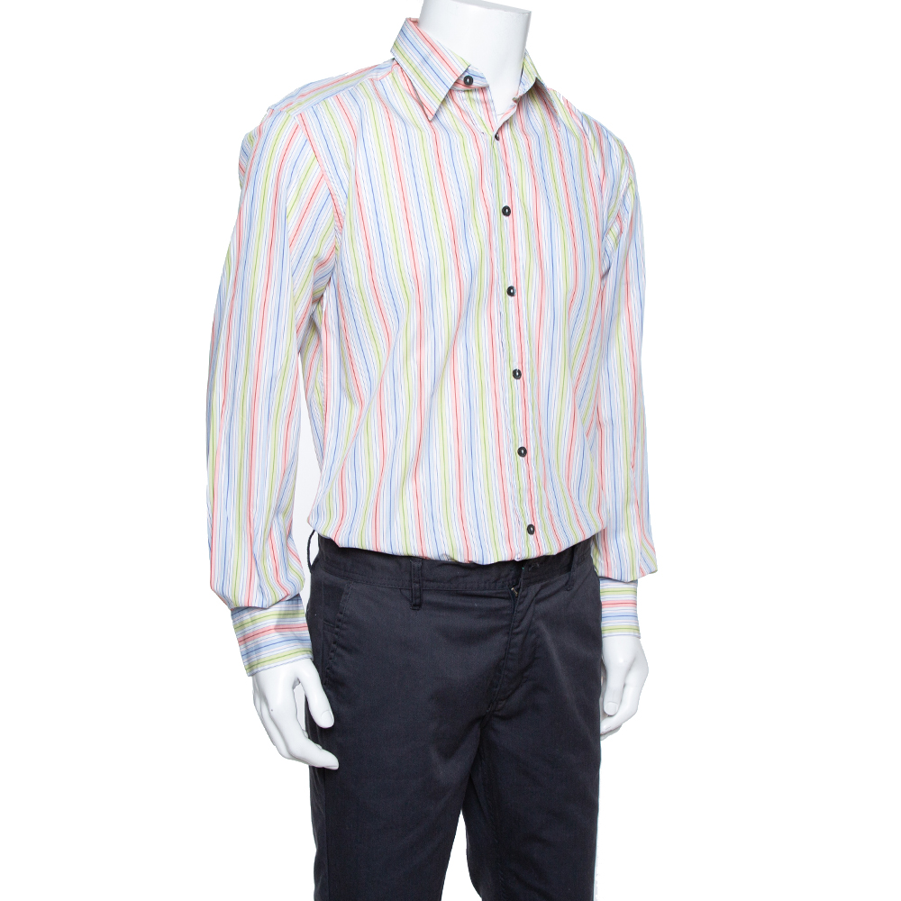 

Dolce & Gabbana Multicolor Striped Cotton Button Front Shirt