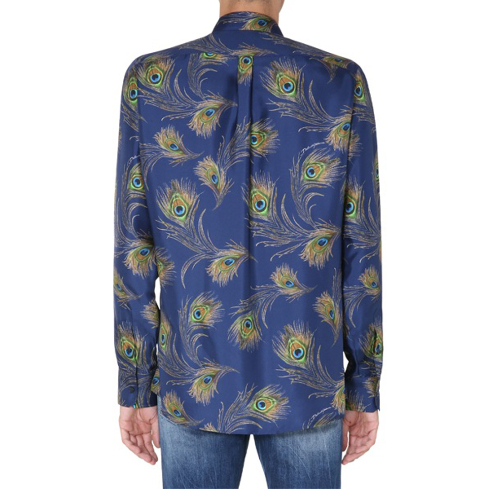 

Dolce & Gabbana Silk Martini-fit Feather print Shirt Size EU 39, Multicolor