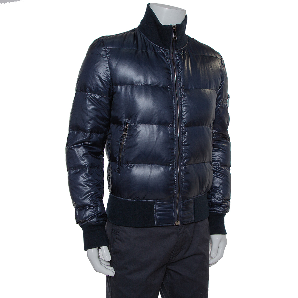 

Dolce & Gabbana Navy Blue Synthetic Puffer Jacket