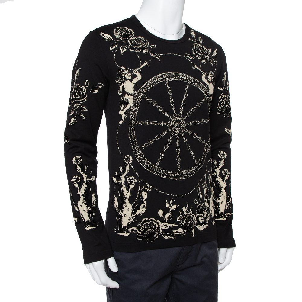 

Dolce & Gabbana Black Velour Long Sleeve T-Shirt